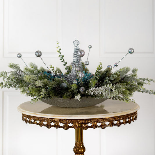 Christmas Artificial Arrangement Table Decor "Blue Christmas" - HM Grande Flora - artificial flowers Australia - luxury table decor