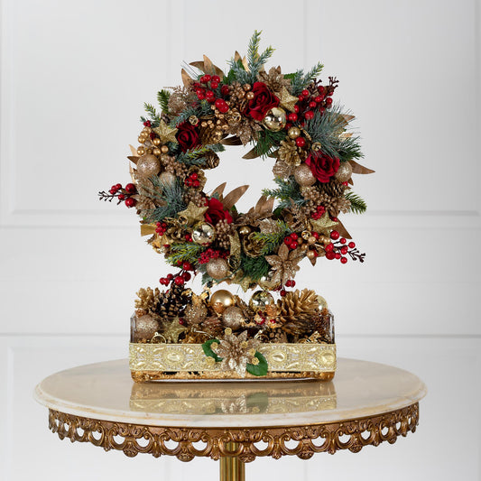 Christmas Wreath Table Decor "A Wreath in Gold" - HM Grande Flora - artificial flowers Australia - luxury table decor