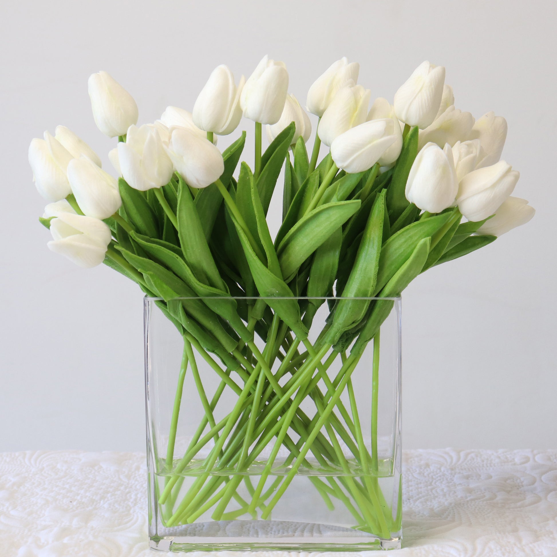 Real Touch White Tulips Artificial Arrangement - HM Grande Flora - artificial flowers Australia - luxury table decor