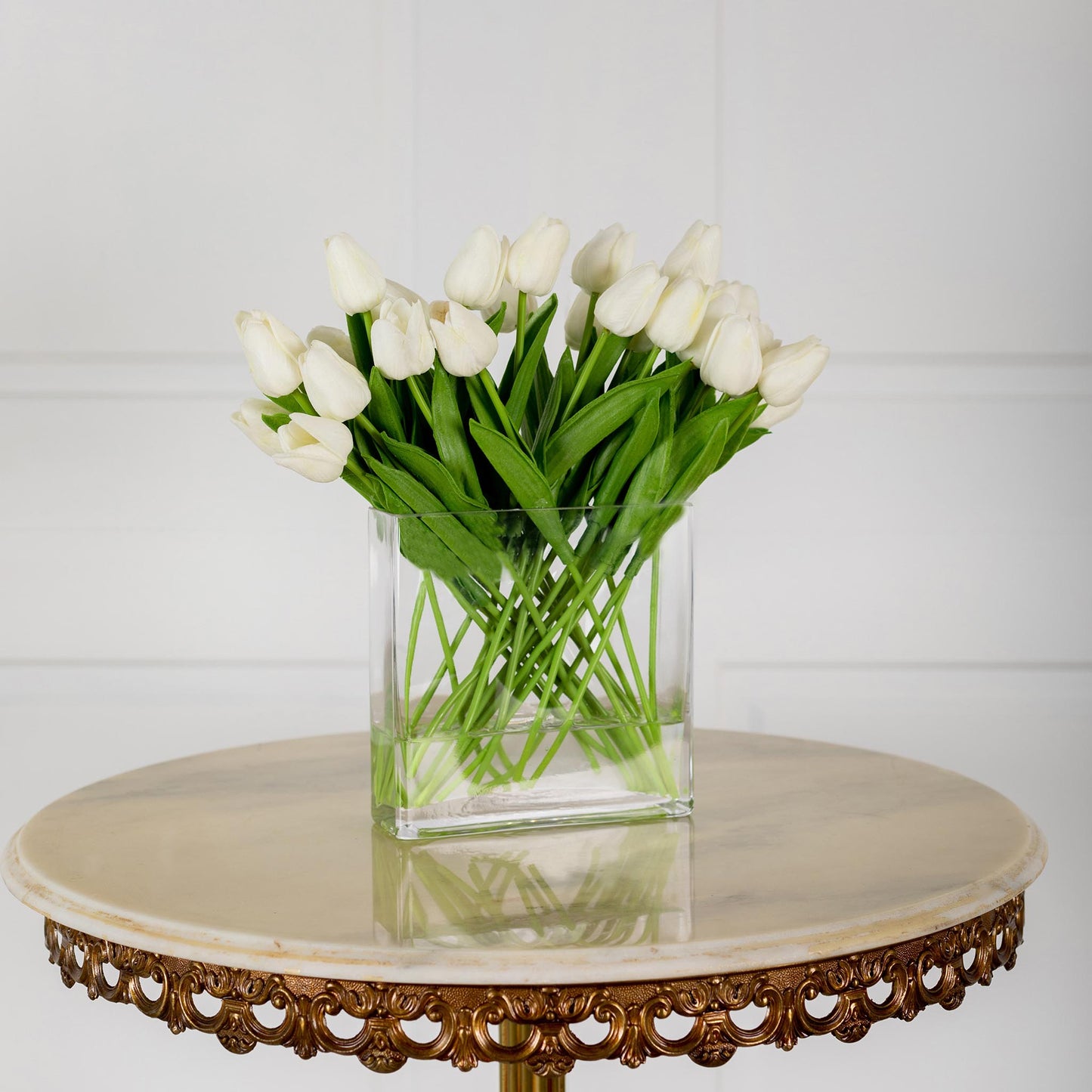 Real Touch White Tulips Artificial Arrangement - HM Grande Flora - artificial flowers Australia - luxury table decor