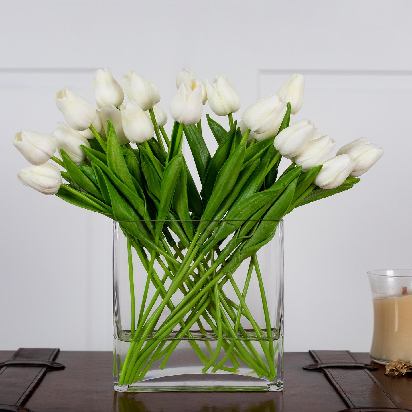 Real Touch White Tulips Artificial Arrangement - HM Grande Flora - artificial flowers Australia - luxury table decor